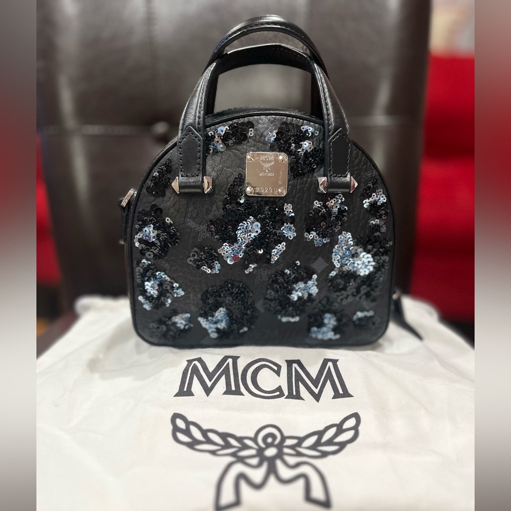 MCM Rare Essential Visetos Sequin Mini Bag With COA, Dust Bag & crossbody strap